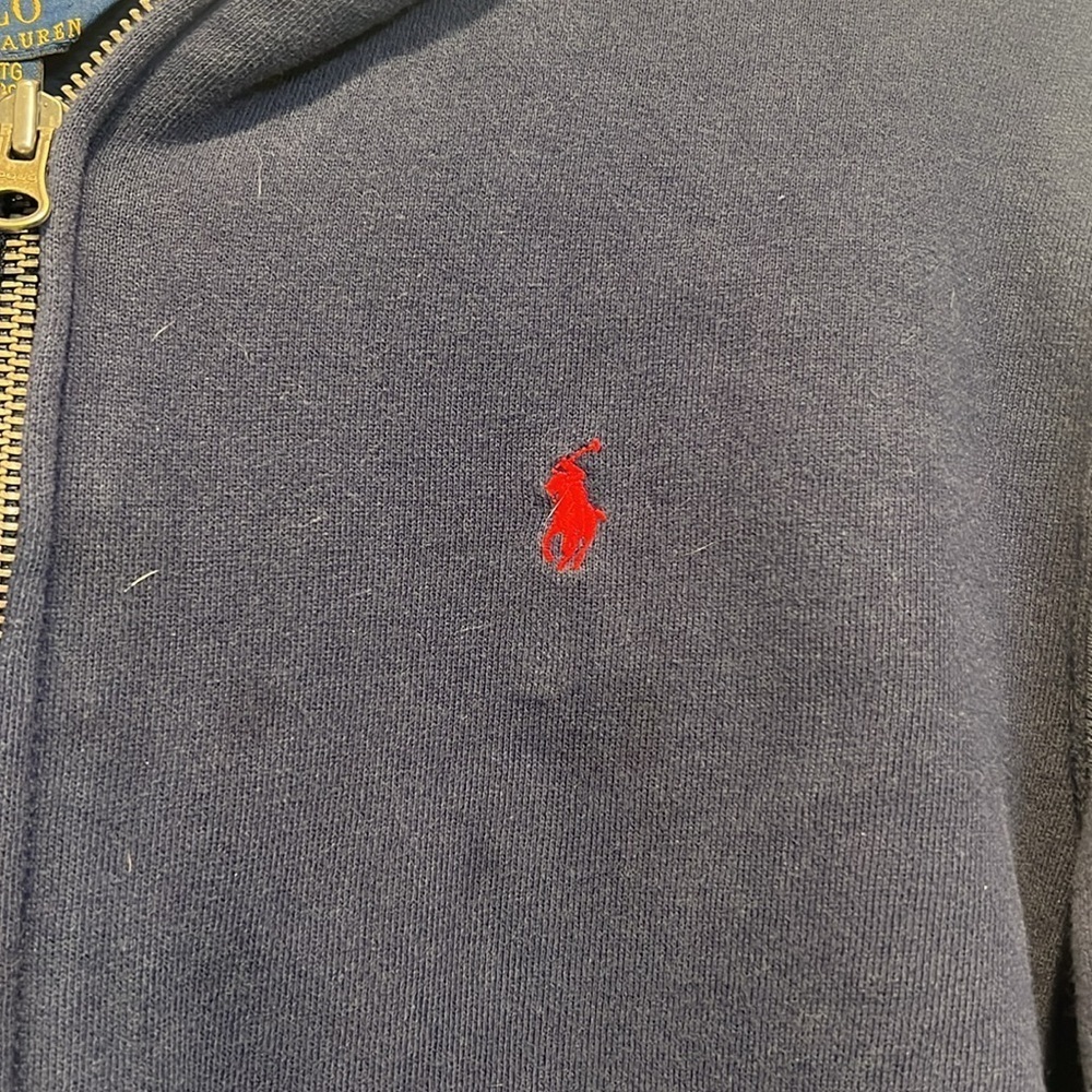 Polo Ralph Lauren navy blue zipper hoodie size XL (18-20). - Picture 3 of 9